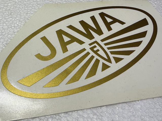 Samolepka loga nádrže zlatá / Gold tank logo sticker JAWA 350 OHV/SV-image